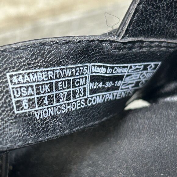 Vionic 44 Amber Sandals Women's 6 Black Leather Open Toe Slingback Comfort Shoes - Picture 8 of 8